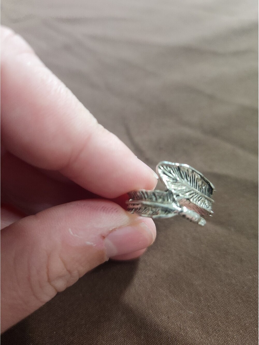 Silver Tone Feather Wrap Ring Size 6.5